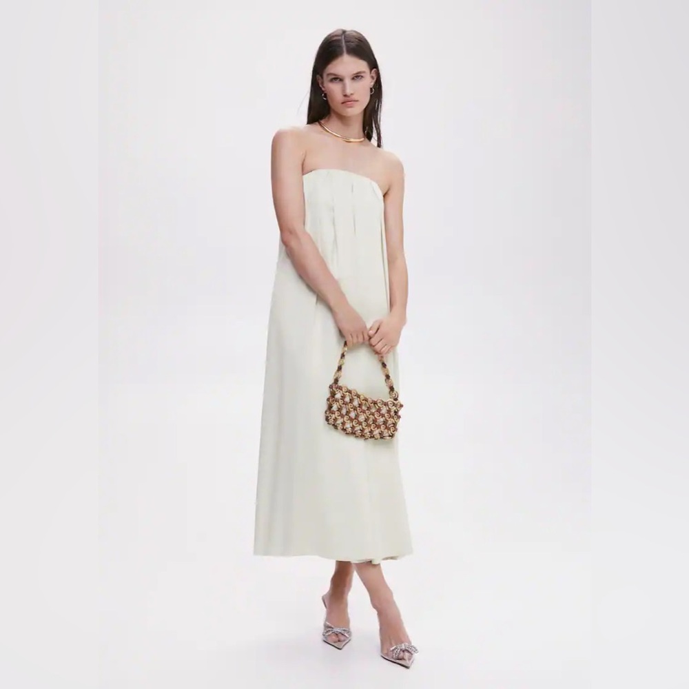 Mango Cream/Off white strapless dress